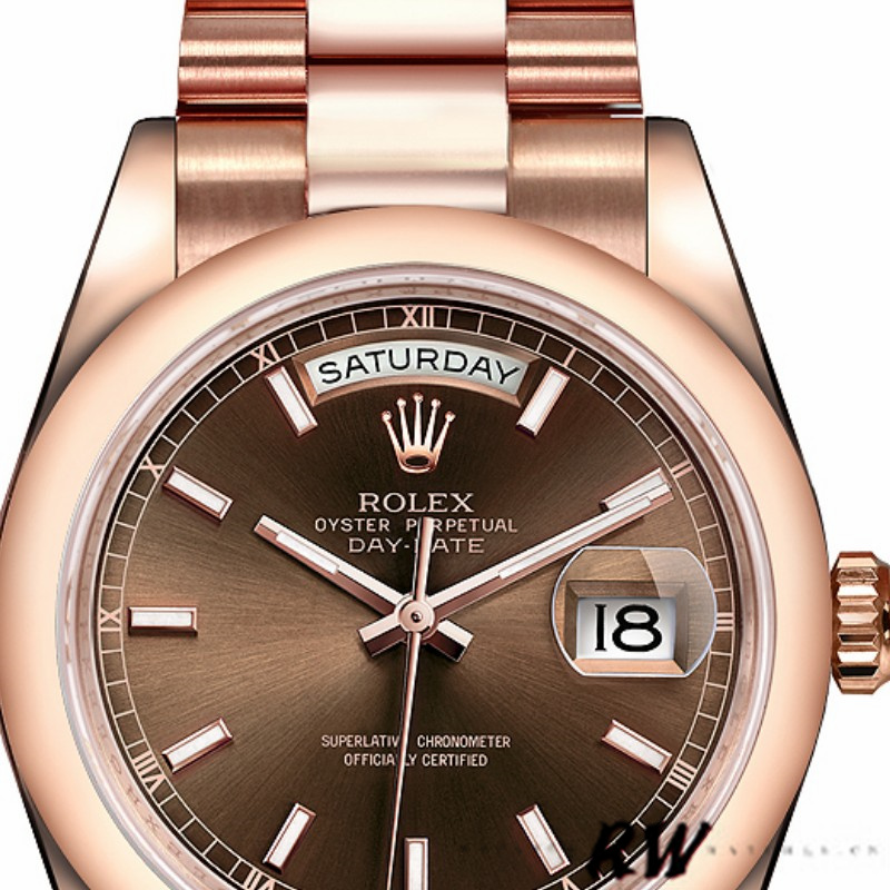 Rolex Day-Date 118205 Rose Gold Chocolate Dial 36mm Unisex Replica Watch