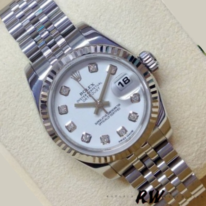 Rolex Datejust 179174 White Diamond Dial Fluted Bezel 26MM Lady Replica Watch