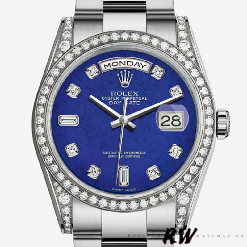 Rolex Day-Date 118389 Diamond Bezel Blue Dial 36MM Unisex Replica Watch