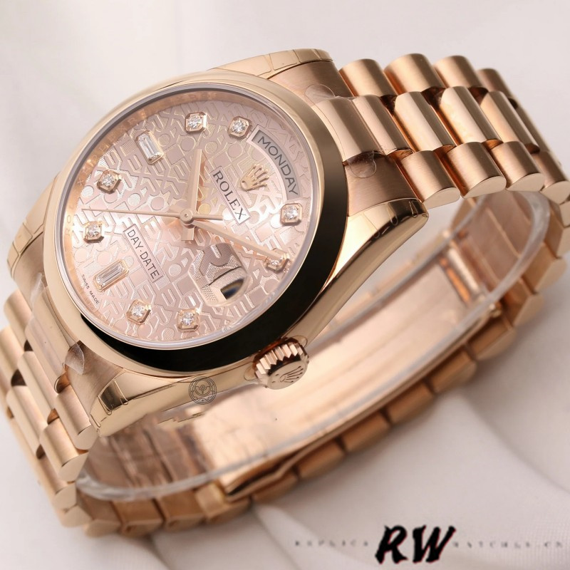 Rolex Day-Date 118205 Rose Gold Jubilee Pink Dial 36mm Unisex Replica Watch