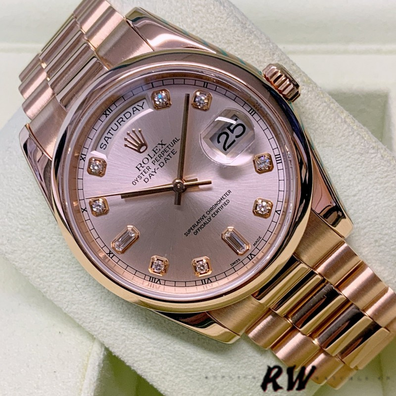 Rolex Day-Date 118205 Pink Diamond Dial 36mm Unisex Replica Watch