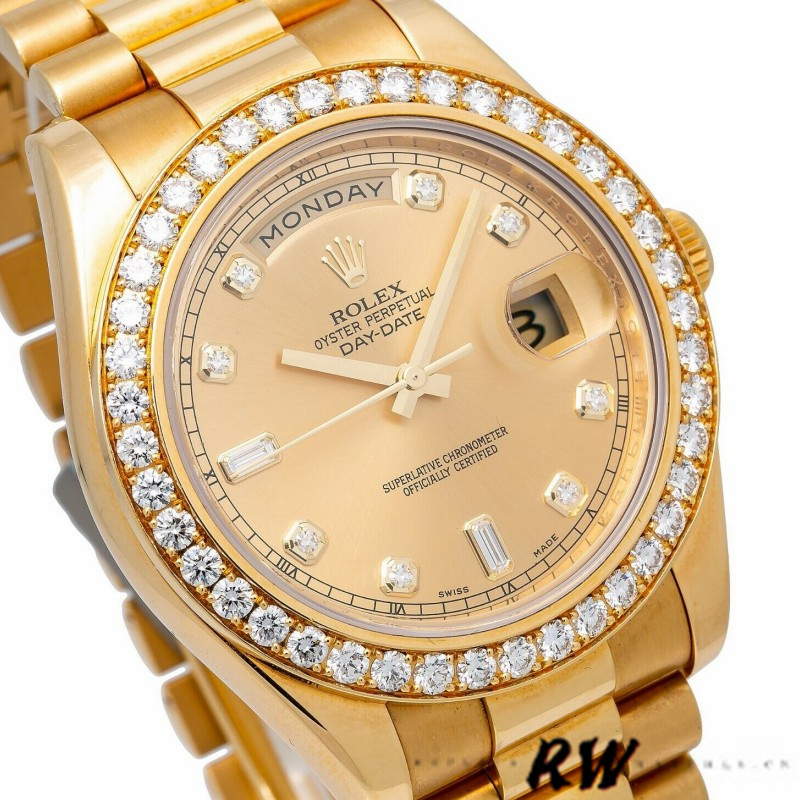 Rolex Day-Date 218348 Champagne Diamonds Dial 41MM Mens Replica Watch