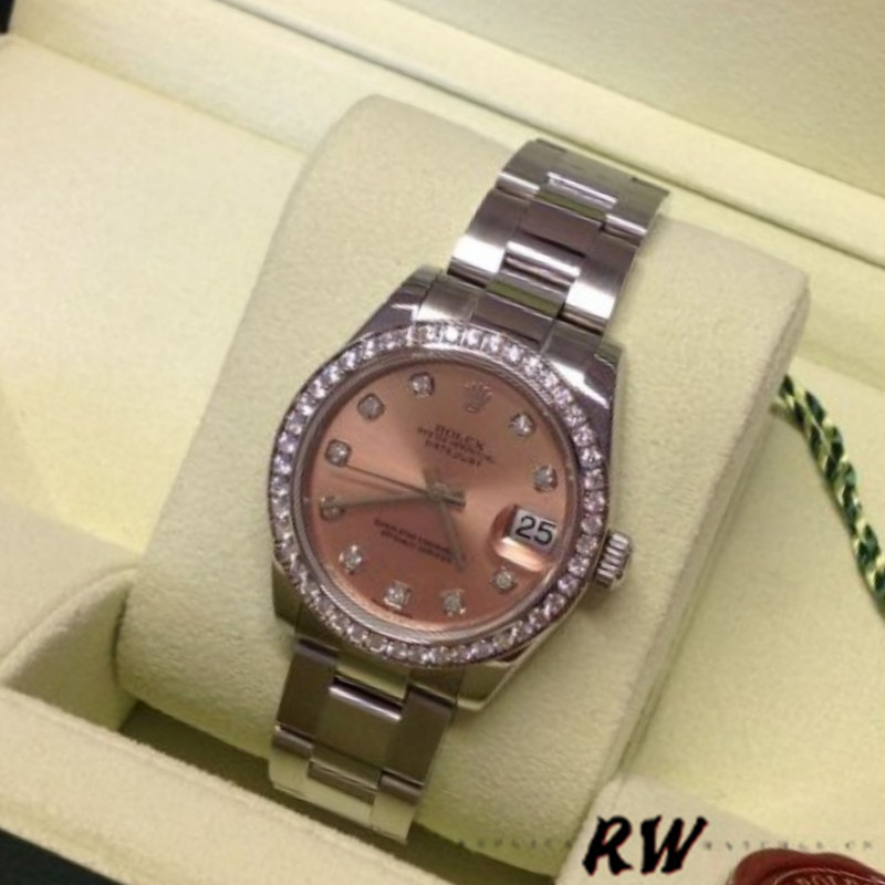 Rolex Datejust 178384 Pink Diamonds Dial Diamond Bezel 31MM Lady Replica Watch
