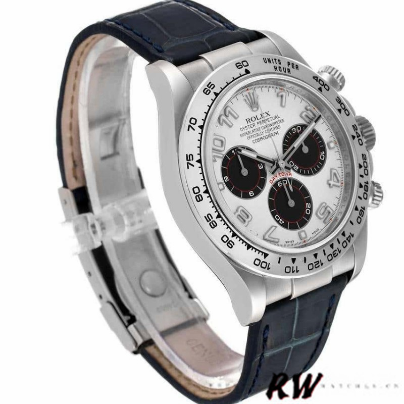 Rolex Daytona 116519 Panda Dial Blue Leather Strap 40mm Mens Replica Watch