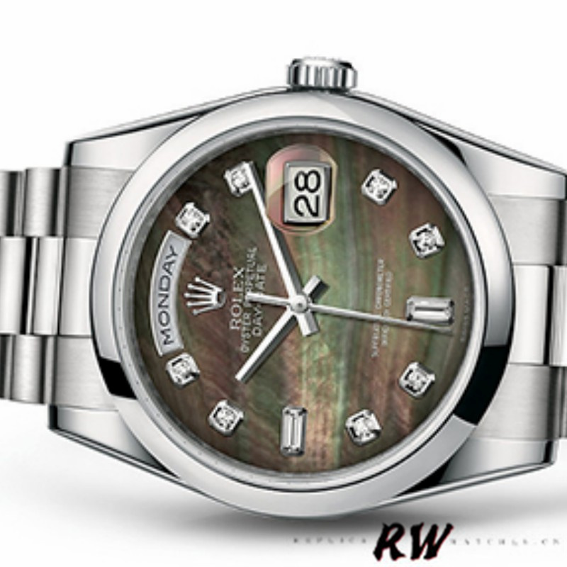 Rolex Day Date 118206 Mother of Pearl Black Dial 36mm Unisex Replica Watch