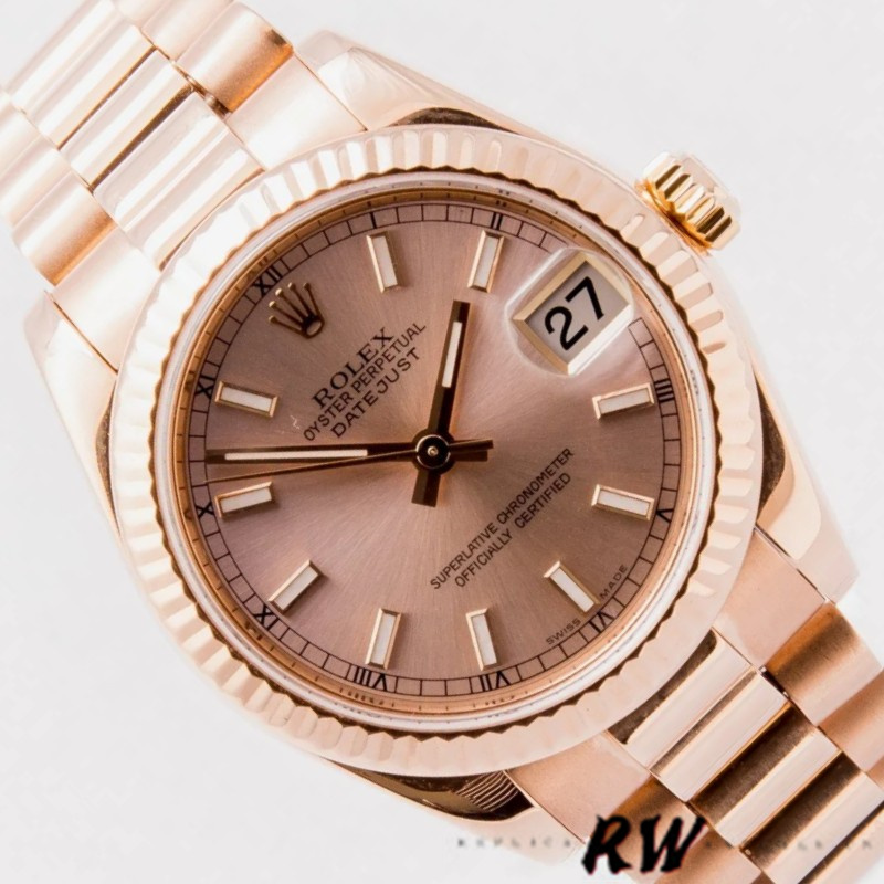 Rolex Datejust 178275 Rose Gold Pink Index Dial 31mm Lady Replica Watch