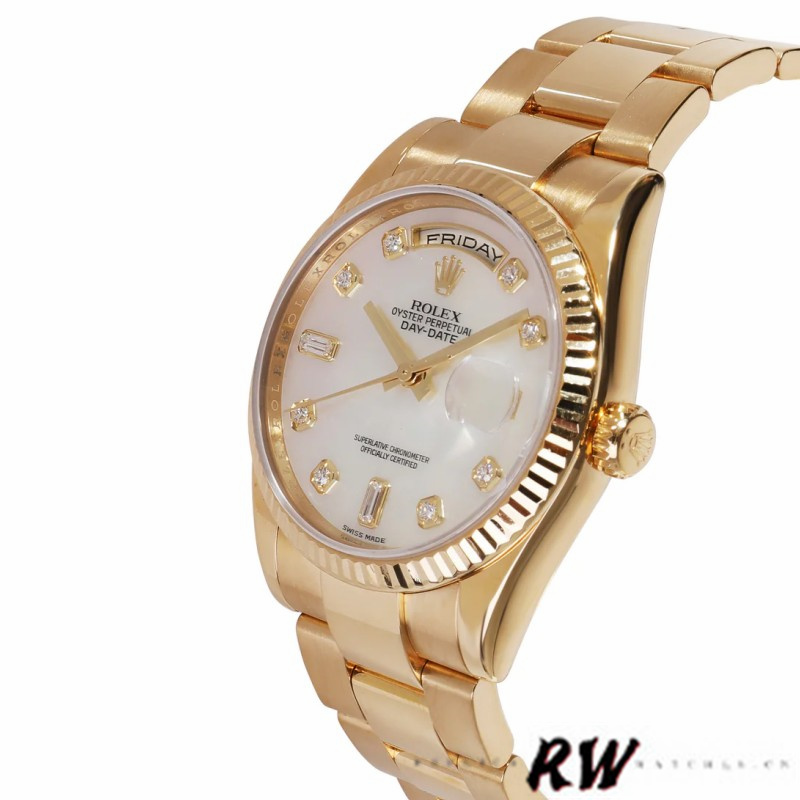 Rolex Day-Date 118238 MOP White Dial 36mm Unisex Replica Watch