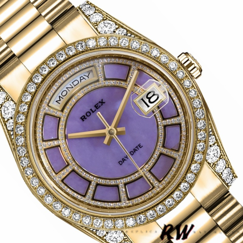 Rolex Day-Date 118388 Yellow Gold Lavender Purple Dial 36MM Unisex Replica Watch