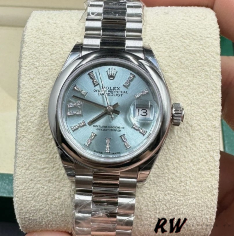 Rolex Datejust 279166 Ice Blue Dial Diamond Domed Bezel 28mm Lady Replica Watch