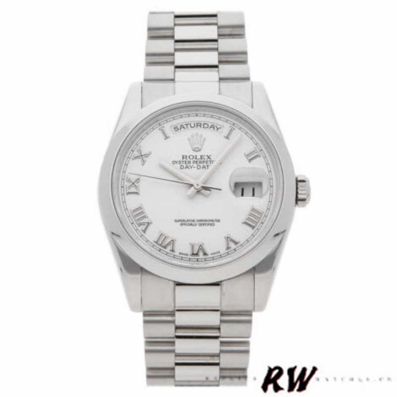 Rolex Day-Date 118206 White Roman Numeral 36mm Unisex Replica Watch