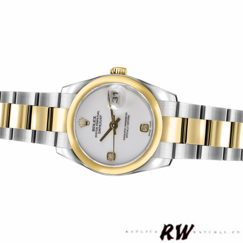 Rolex Datejust 179163 White Dial Diamond Domed Dezel 26MM Lady Replica Watch