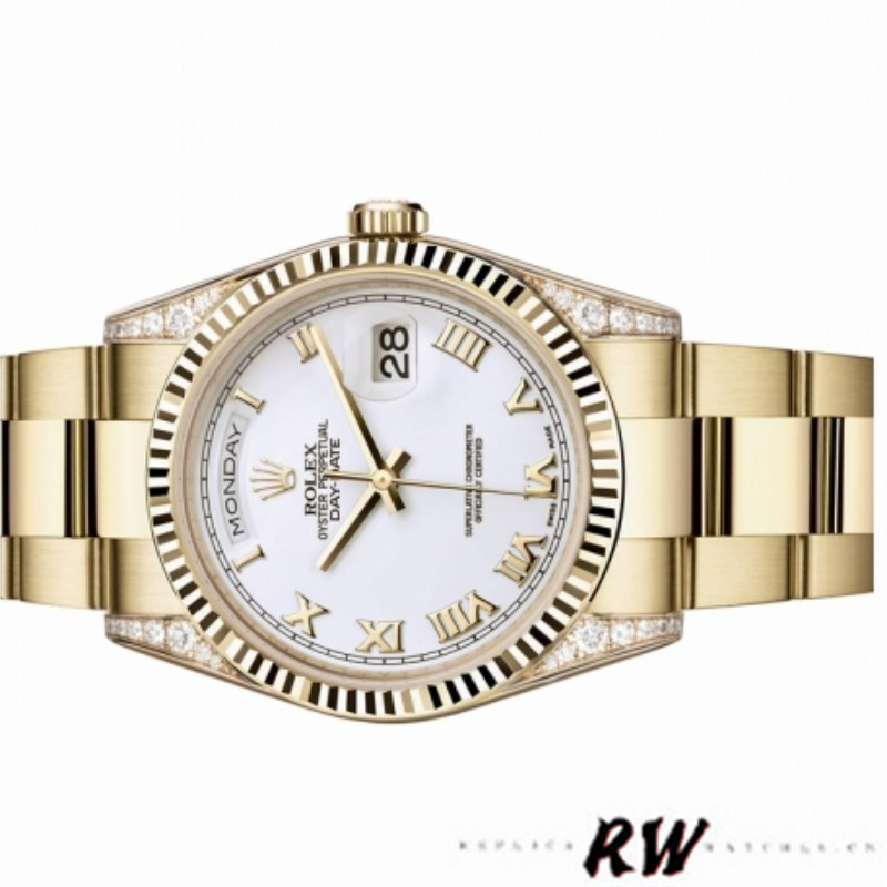 Rolex Day-Date 118338 White Roman Dial 36mm Unisex Replica Watch