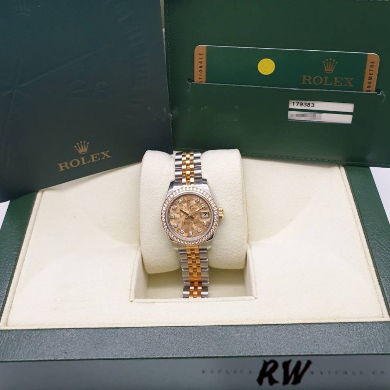 Rolex Datejust 179383 Crystal Gold Dust Champagne Dial 26MM Lady Replica Watch