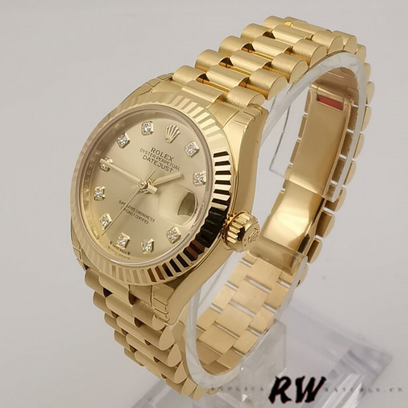 Rolex Datejust 279178 Champagne Fluted Bezel 28mm Lady Replica Watch
