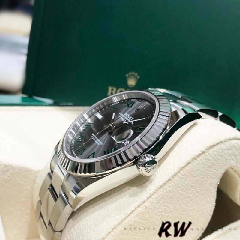 Rolex Datejust m126334 0021 Fluted Bezel Grey Wimbledon Dial 41MM Mens Replica Watch