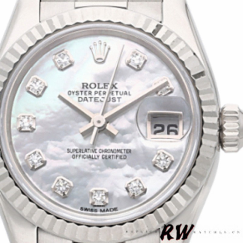Rolex Datejust 179179 Mother of Pearl Diamond Dial Fluted Bezel 26MM Lady Replica Watch