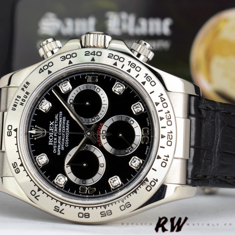Rolex Daytona 116519 Black Diamonds Dial 40mm Mens Replica Watch