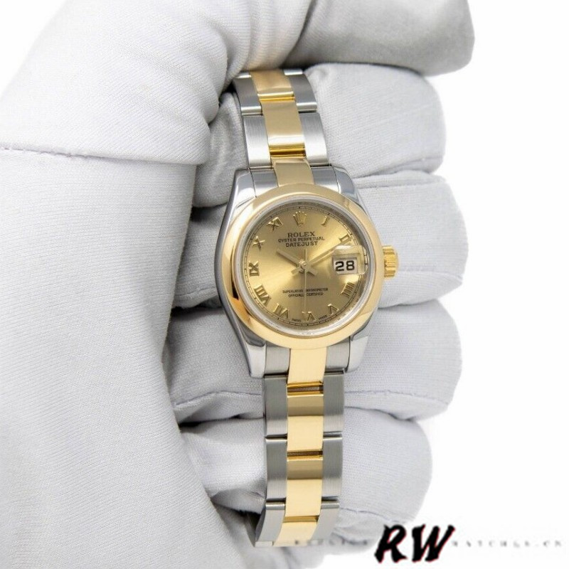 Rolex Datejust 179163 Champagne Roman Dial Domed Dezel 26MM Lady Replica Watch