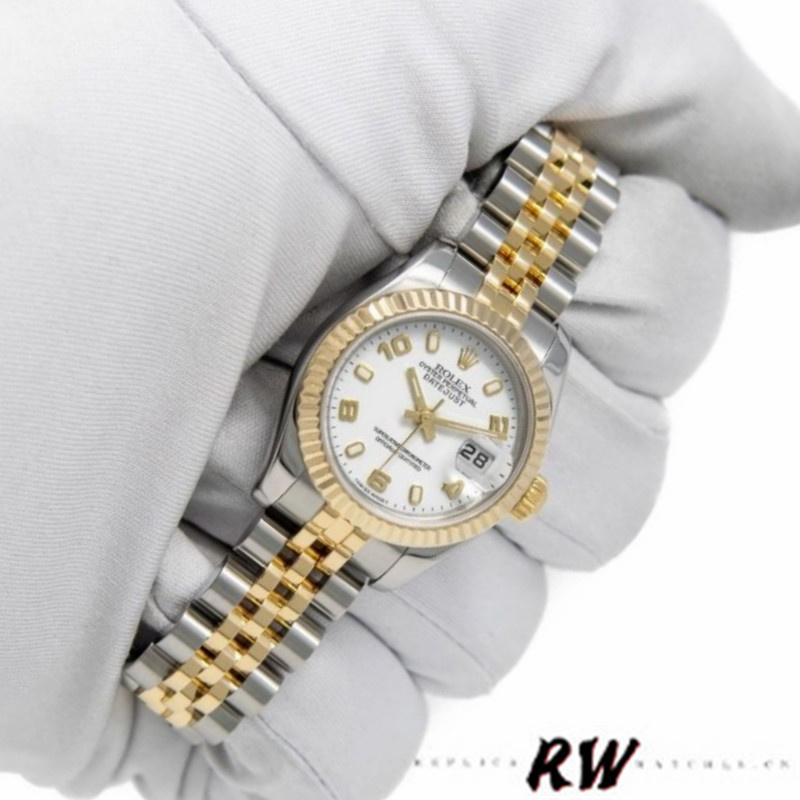 Rolex Datejust 179173 White Arabic Numerals Dial Fluted Bezel 26MM Lady Replica Watch