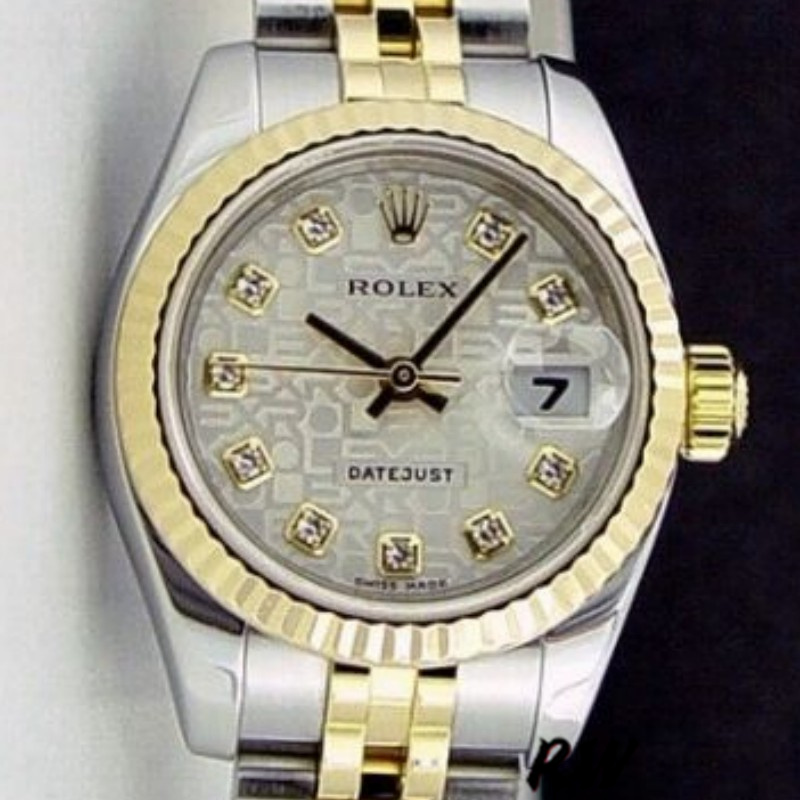 Rolex Datejust 179173 Silver Jubilee Diamond Dial Fluted Bezel 26MM Lady Replica Watch