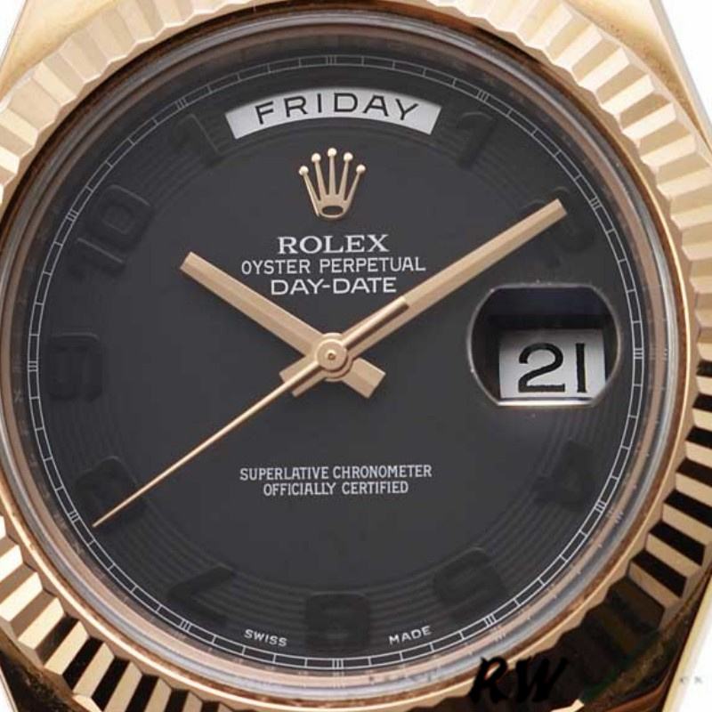 Rolex Day-Date 218235 Black Concentric Arabic Dial Rose Gold 41MM Mens Replica Watch