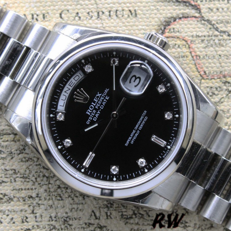 Rolex Day Date 118206 Black Diamond Dial 36mm Unisex Replica Watch