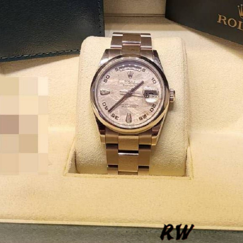 Rolex Day-Date 118209 White Gold Meteorite Grey Dial 36mm Unisex Replica Watch