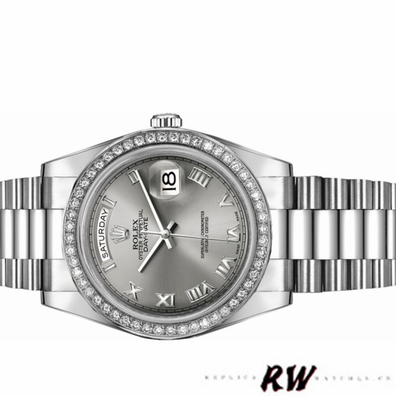 Rolex Day-Date 218349 Rhodium Grey Dial 41MM Mens Replica Watch