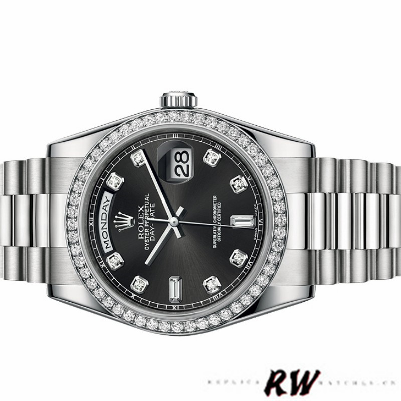 Rolex Day Date 118346 Black Diamonds Dial 36mm Unisex Replica Watch