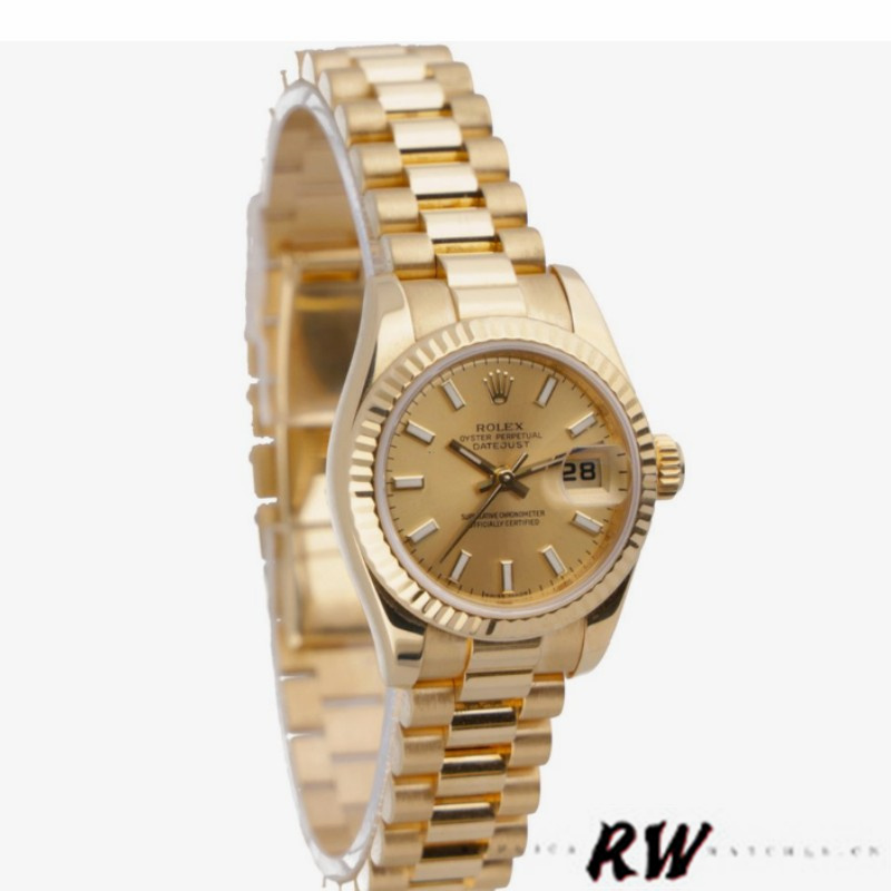 Rolex Datejust 179178 Champagne Index Dial Yellow Gold 26MM Lady Replica Watch