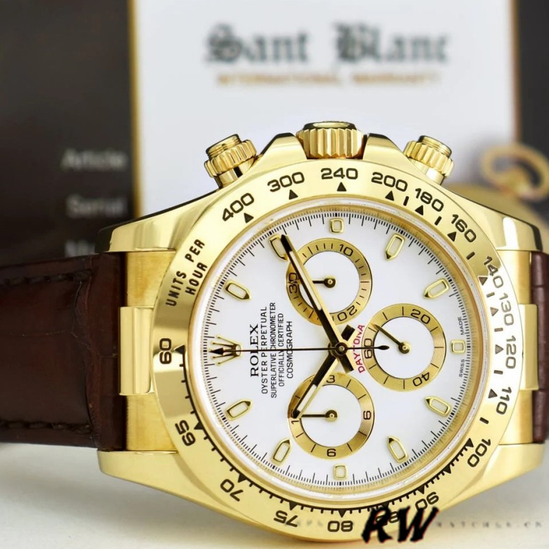 Rolex Daytona 116518 Yellow Gold Automatic White Dial 40mm Mens Replica Watch