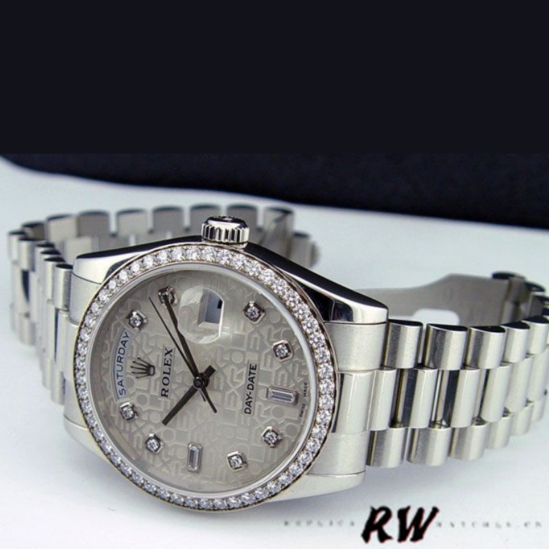 Rolex Day Date 118346 Silver Jubilee Diamond Dial 36mm Unisex Replica Watch
