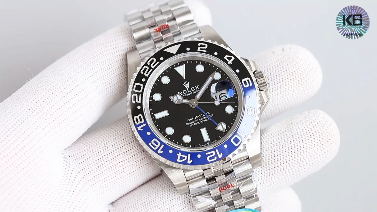 Rolex GMT-Master II 126710BLNR video, black dial and Batman bezel, full watch view.