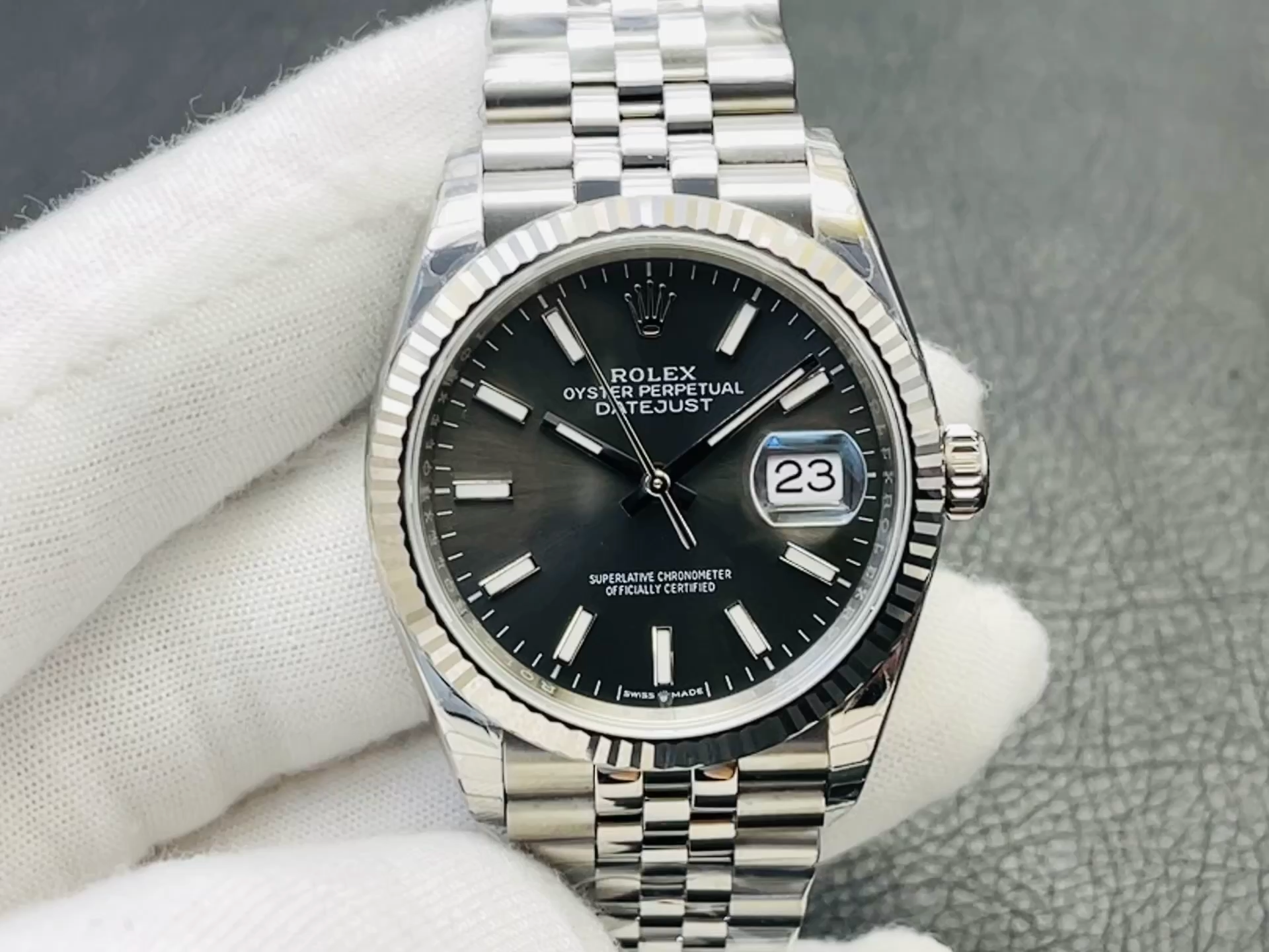 Rolex Datejust 126234 Fluted Bezel Black Index Dial 36MM Unisex Replica Watch