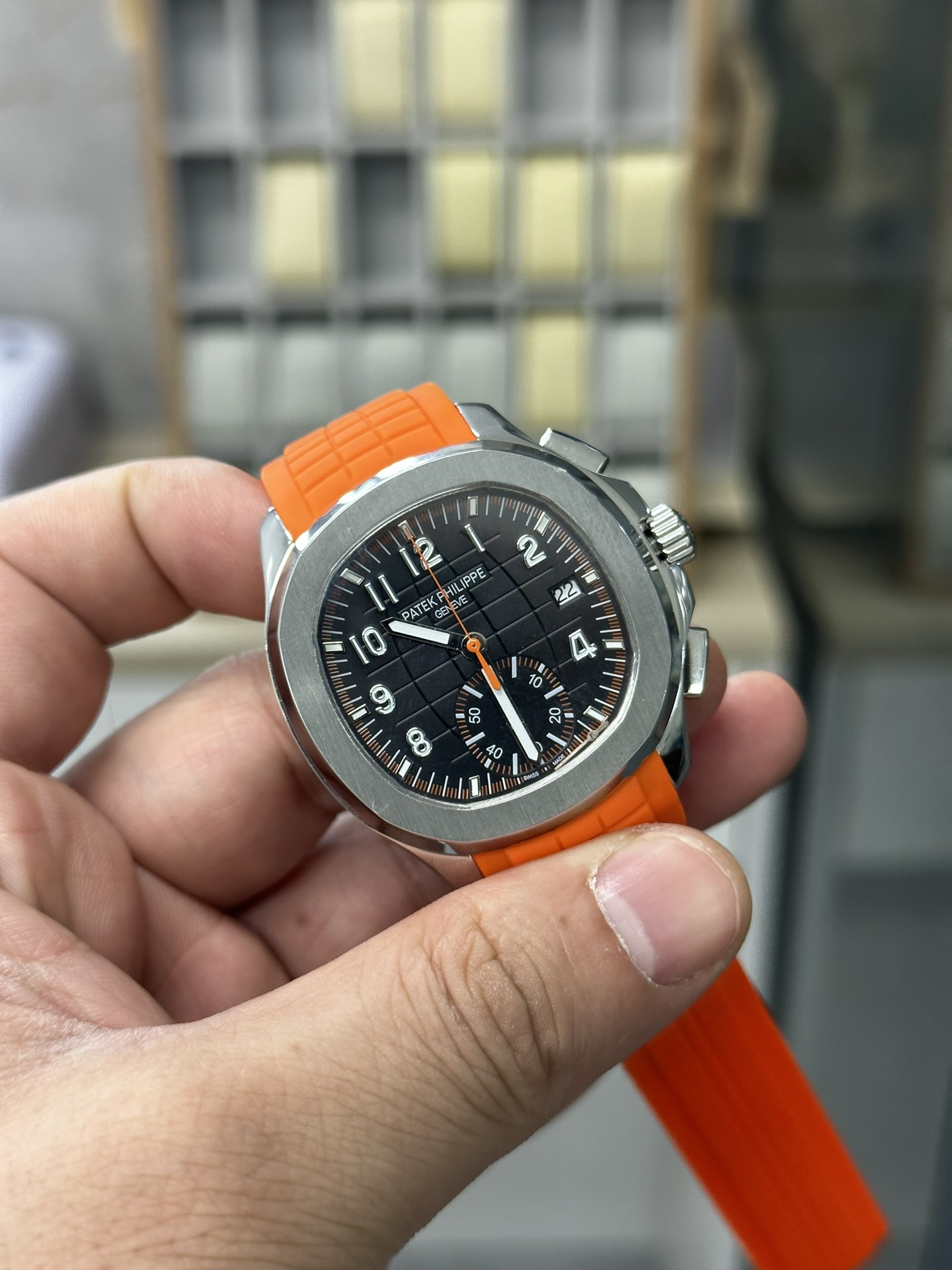 Replica Patek Philippe Aquanaut 5968A 001 Chronograph Orange Rubber 42mm
