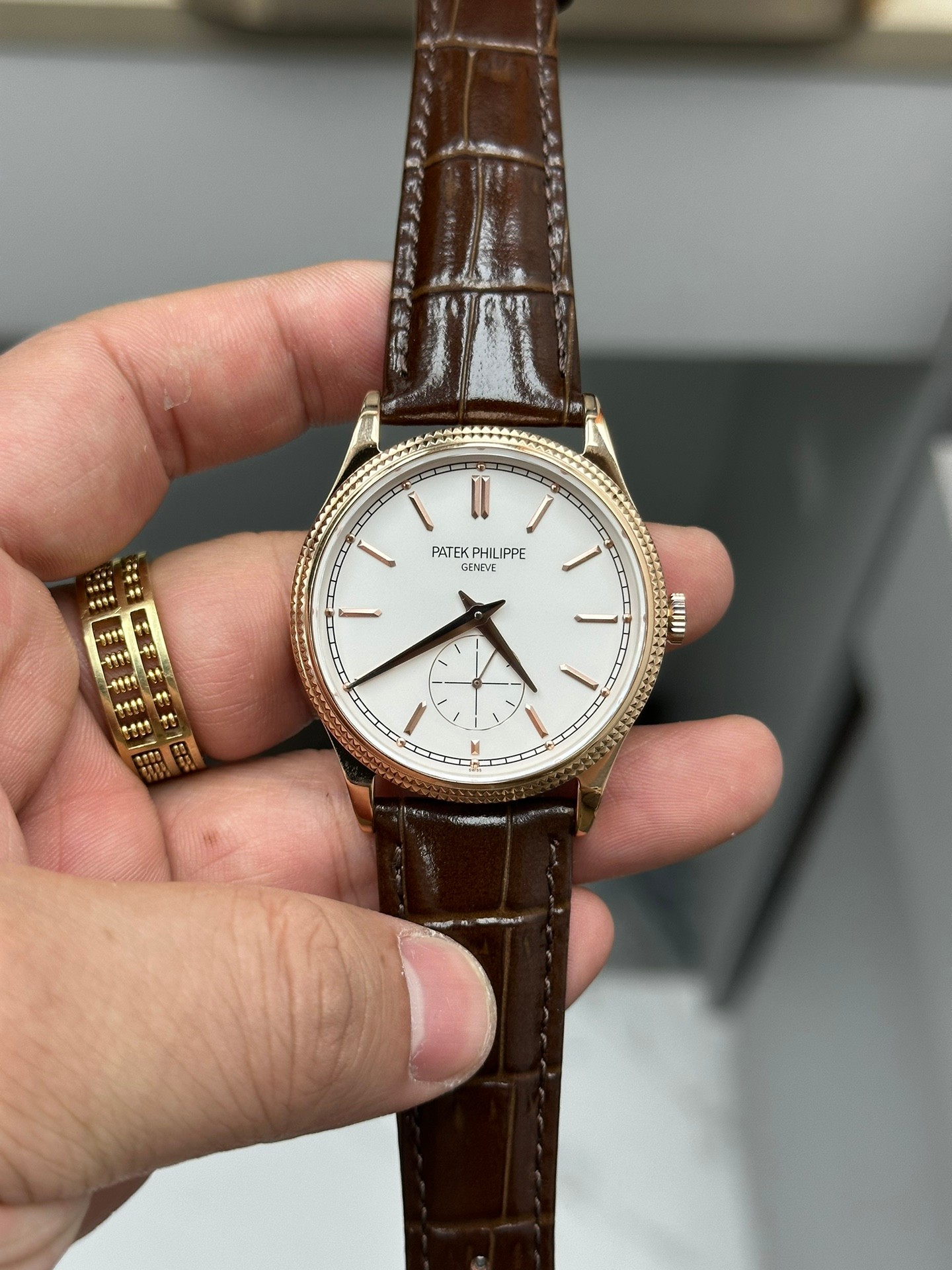Patek Philippe Calatrava Small Seconds White Dial Leather Strap 6119R 001 Watch