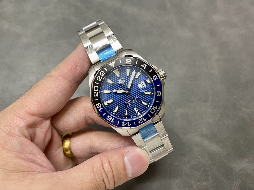 Tag Heuer Aquaracer Automatic GMT Steel WAY201T. BA0927 Blue 43mm