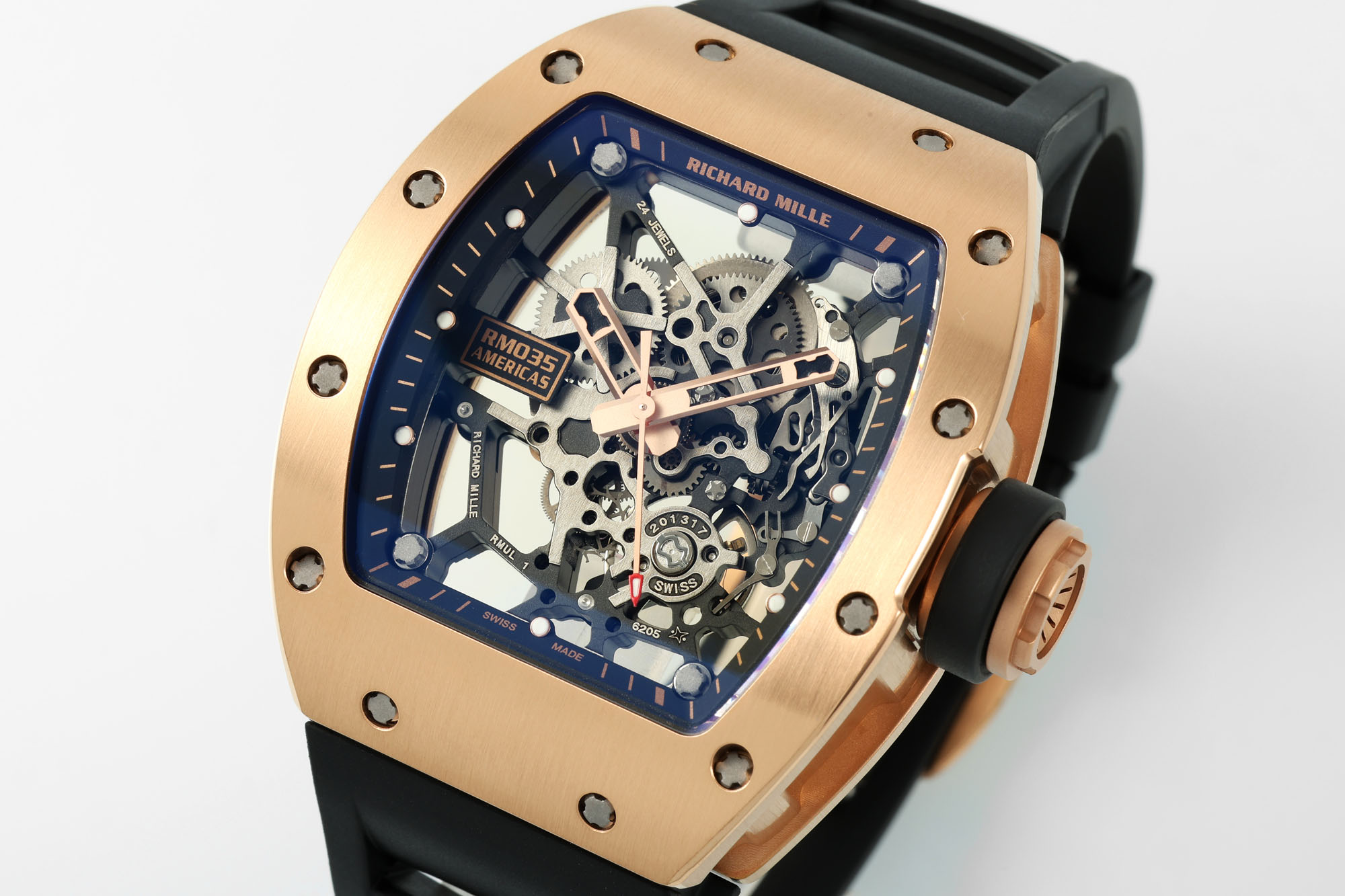 Richard Mille RM 035 Black Toro Nadal Rose Gold Replica Watch