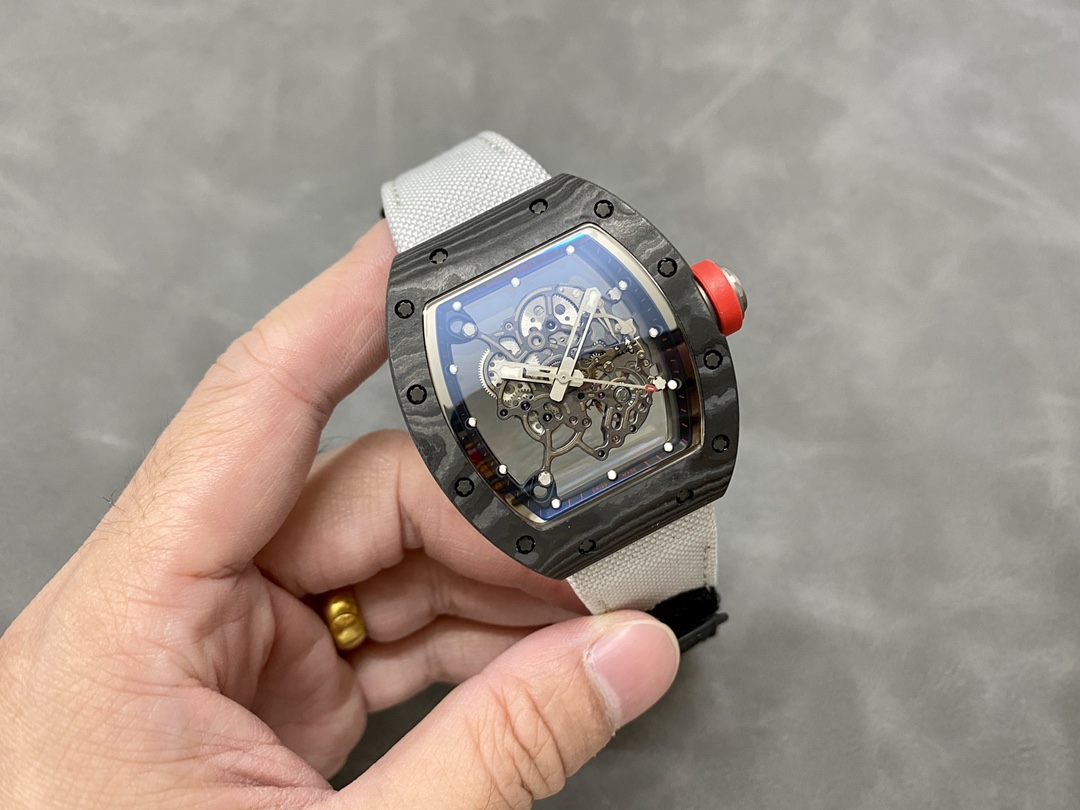 Richard Miller RM 055 RMUL2 NTPT Carbon Fiber Black Rubber Strap