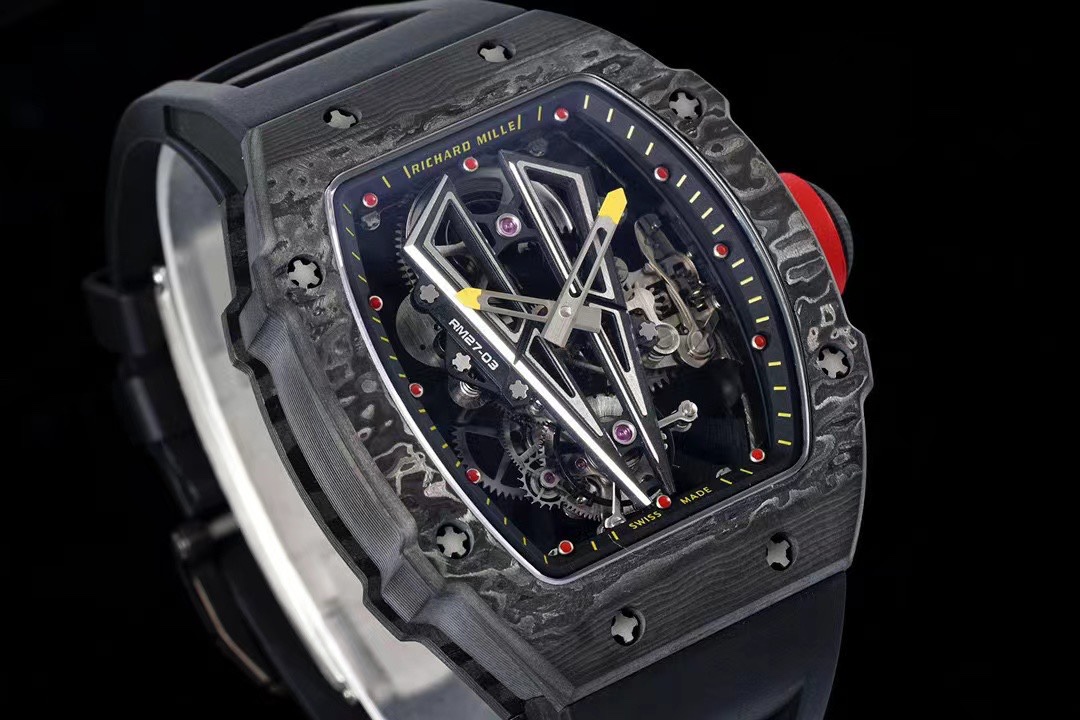 Replica RM 27-03 Rafael Nadal Black Tourbillon Black Rubber Strap