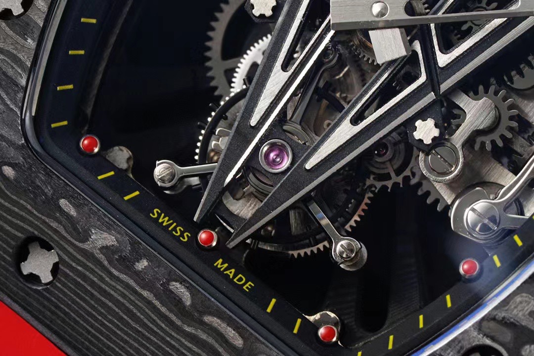 Replica RM 27-03 Rafael Nadal Black Tourbillon Red Rubber Strap