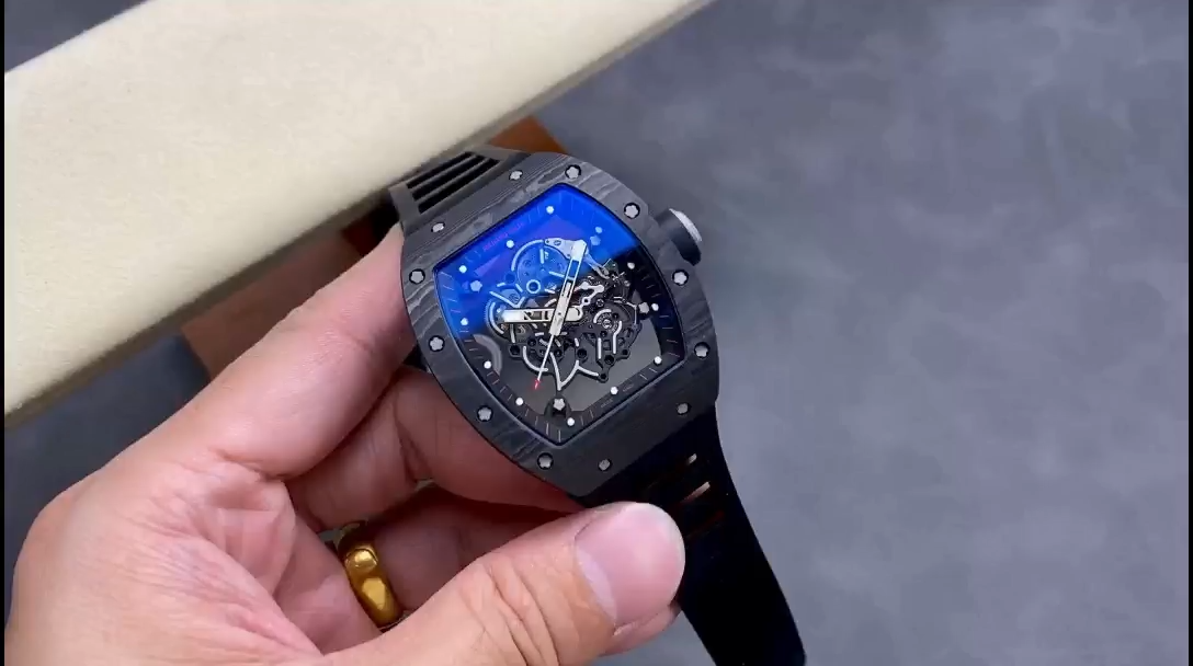 Richard Miller RM 055 RMUL2 NTPT Carbon Fiber Black Rubber Strap