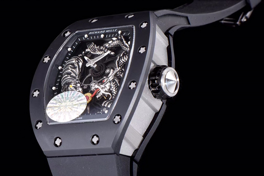 Richard Miller RM 057 NTPT Carbon Fiber Black Rubber Strap