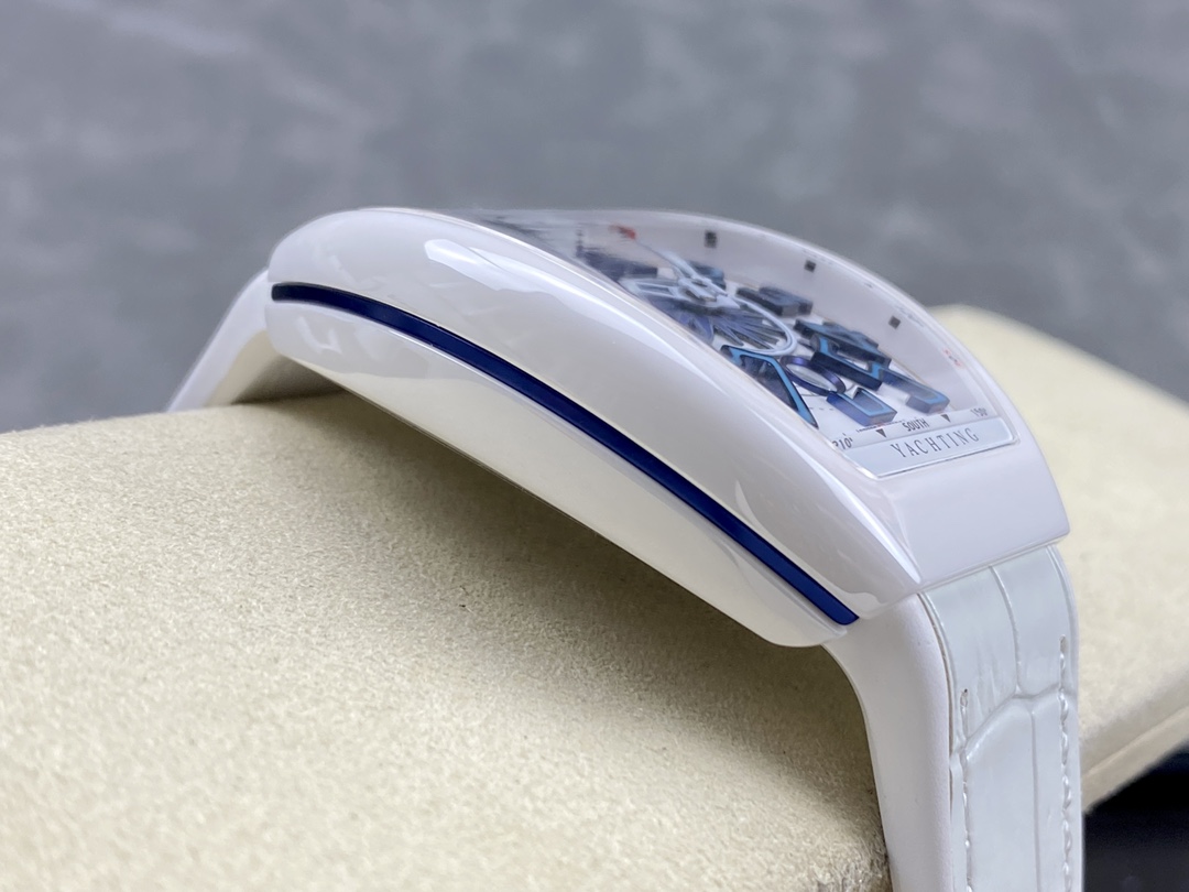 Swiss Franck Muller Framulan V45 White Ceramic Yacht Model Blue Number