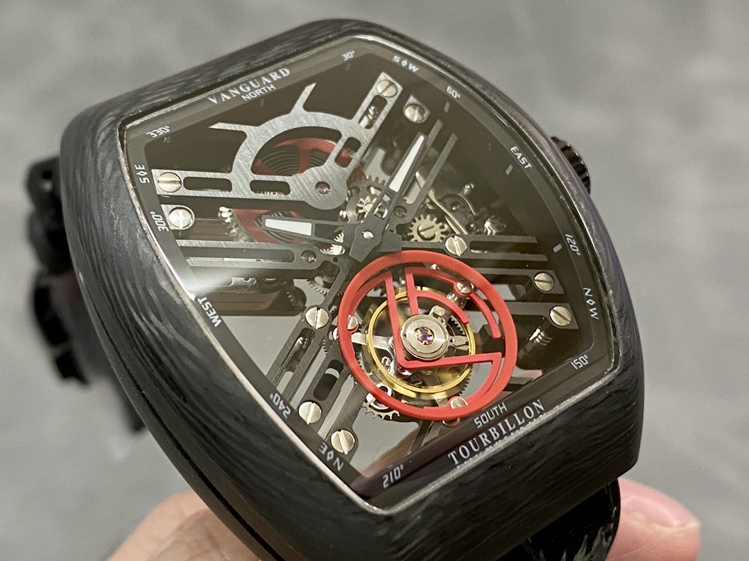 Franck Muller Skeleton V45 T SQT Black Strap 35.6mm×40.6mm