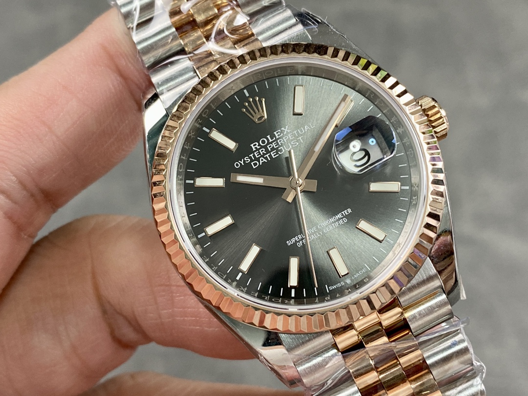 Rolex DateJust 126231 Two-Tone SS Rose Gold Grey Rhodium Dial