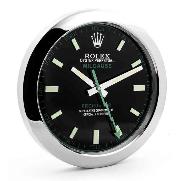 Rolex Milgauss Black & Green Wall Clock