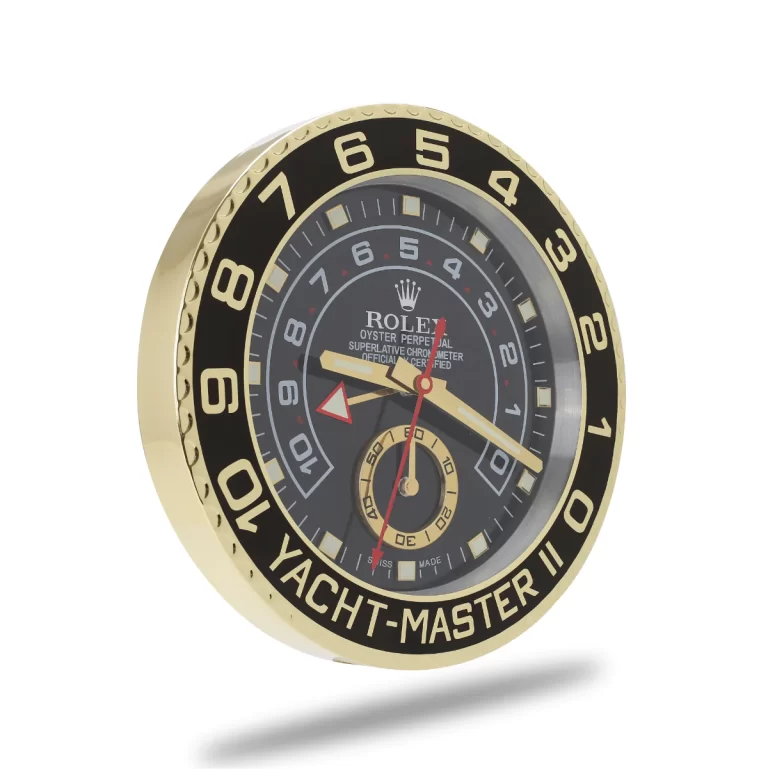 Rolex Yacht Master ll Gold & Black Wall Clock