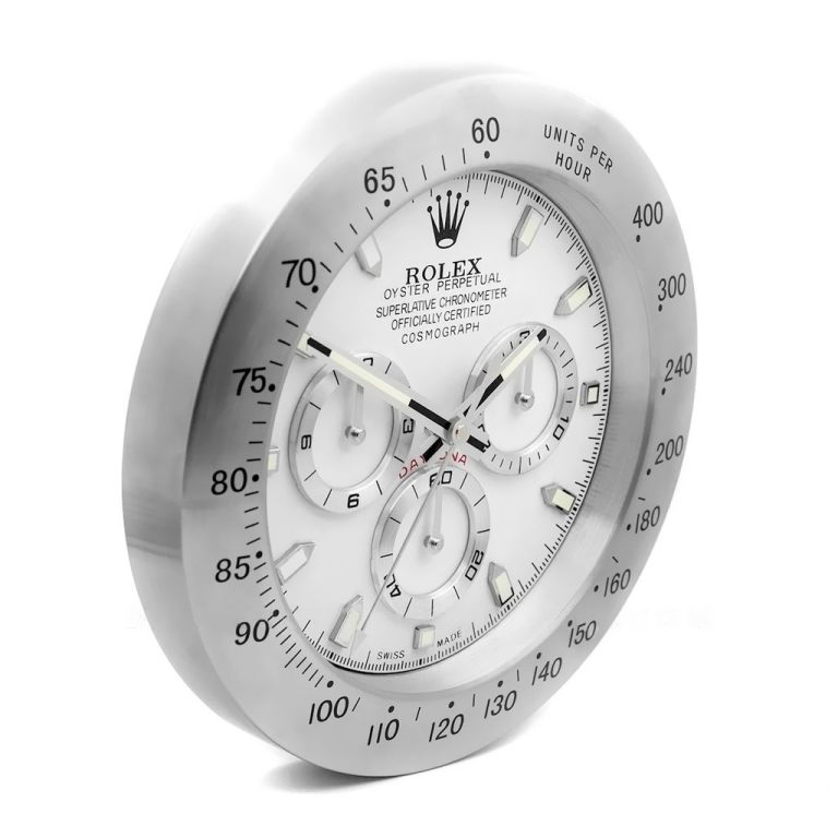 Rolex Daytona Silver & White Wall Clock