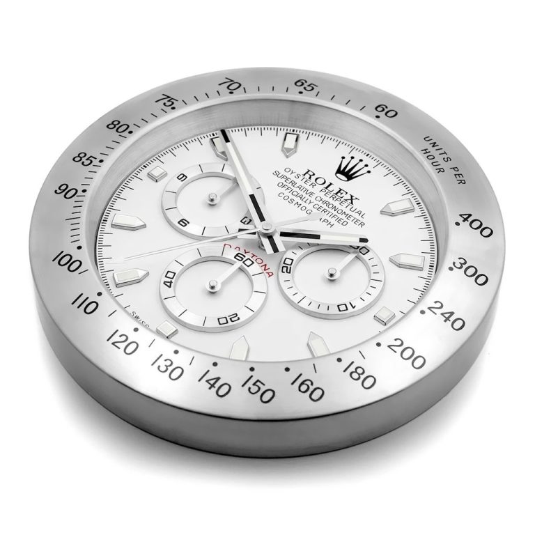 Rolex Daytona Silver & White Wall Clock